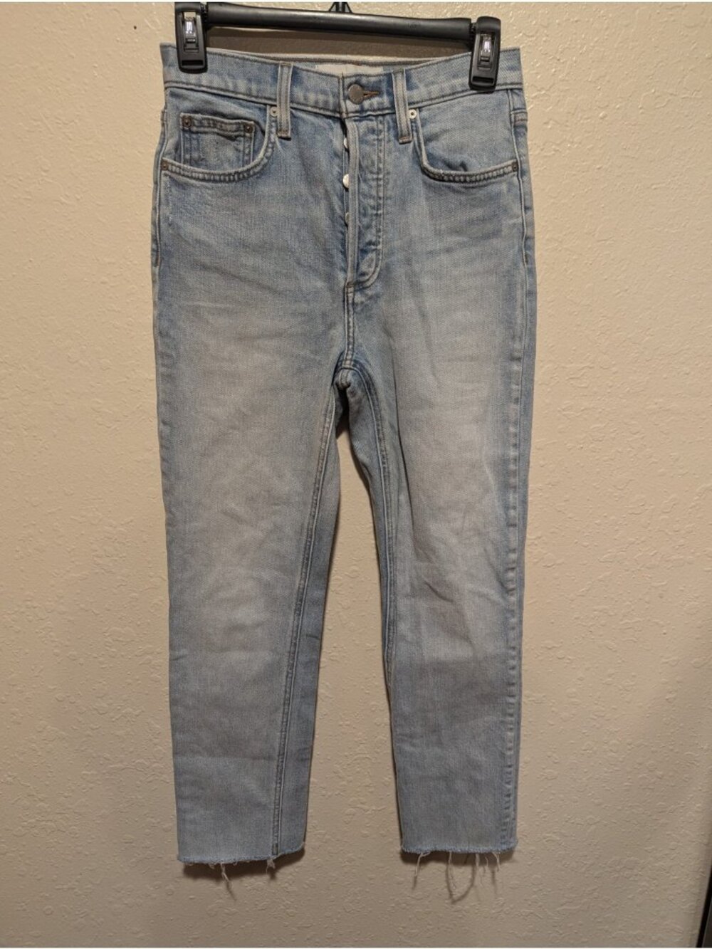 Denim Forum Aritzia Size 26 The Arlo High Rise Straight Jeans Button Fly Light
